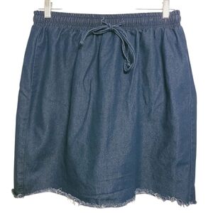 Shein Curve | Women's Denim Circle Skirt With Frayed or Raw Hems (Size 1XL)